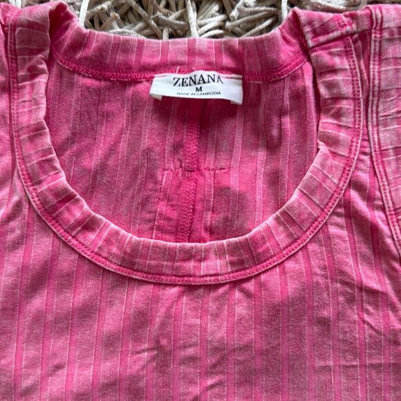 Zenana Ribbed Sleeveless Scoop Neck Cropped Tank Top Size M - Picture 3 of 5